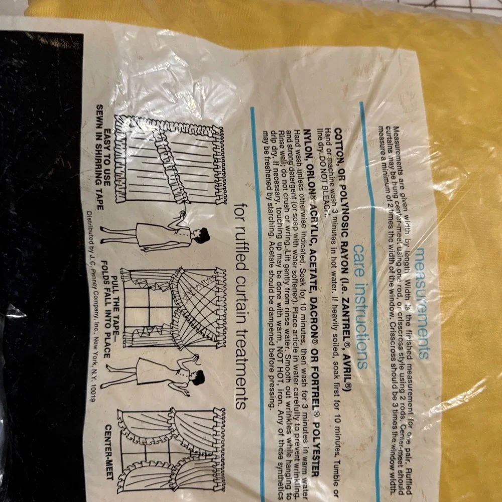 Vintage JCPenney Fashion Manor Ruffled Curtains Gold Mustard 96x81 Set of 3 New